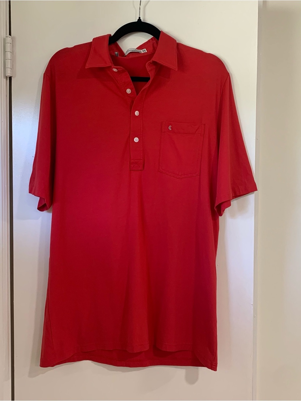 Criquet Mens Pima Cotton Red Polo Shirt with Chest Pocket Large